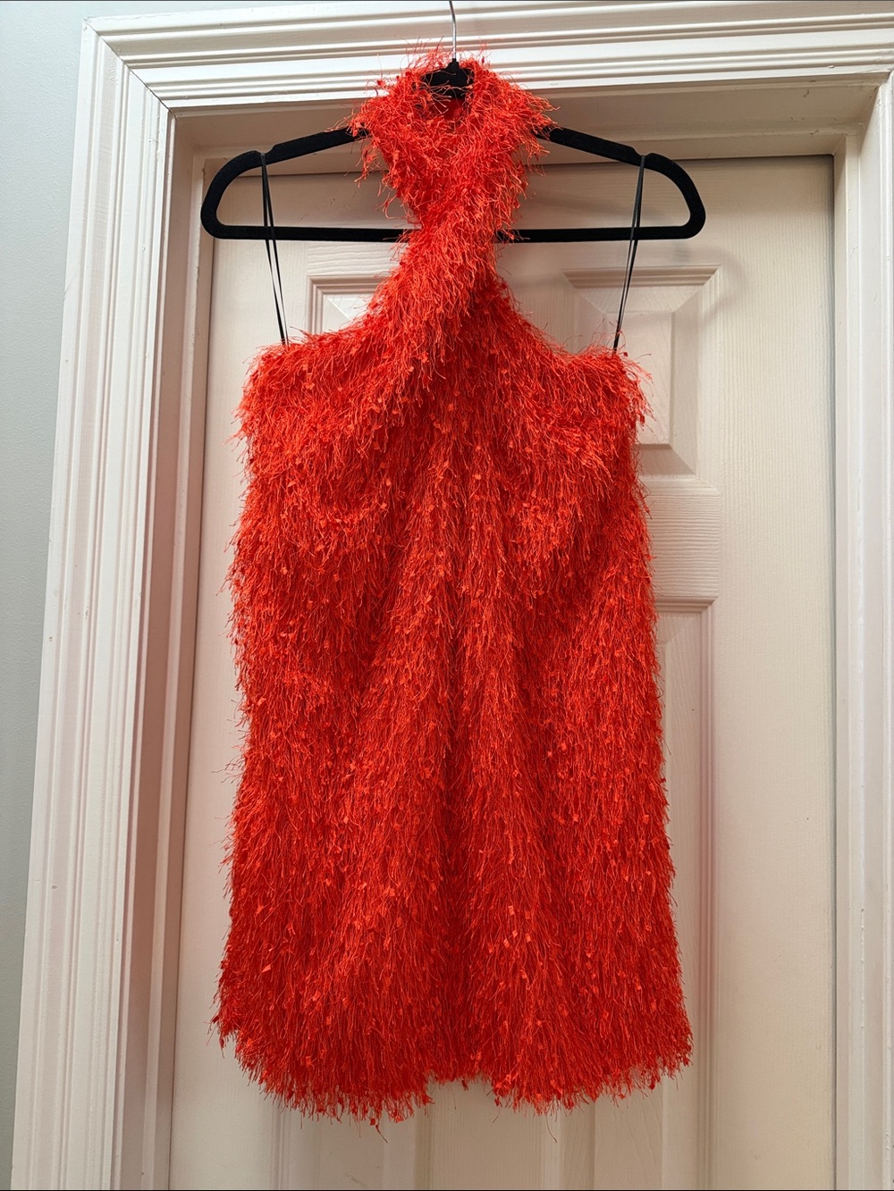 Bright Red Textured Halter Mini Dress